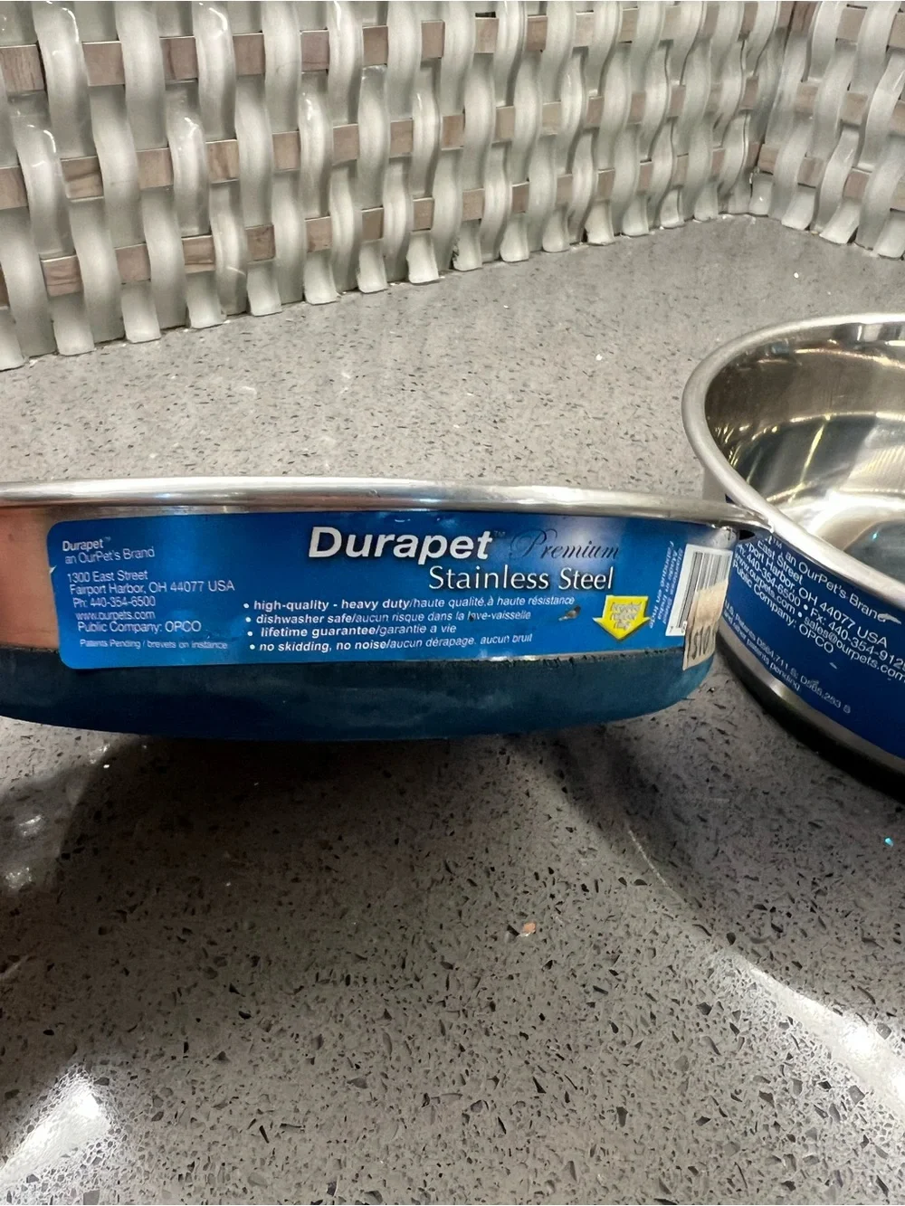 New! Set of two Durapet Stainless Steel Pet Bowls - Silver